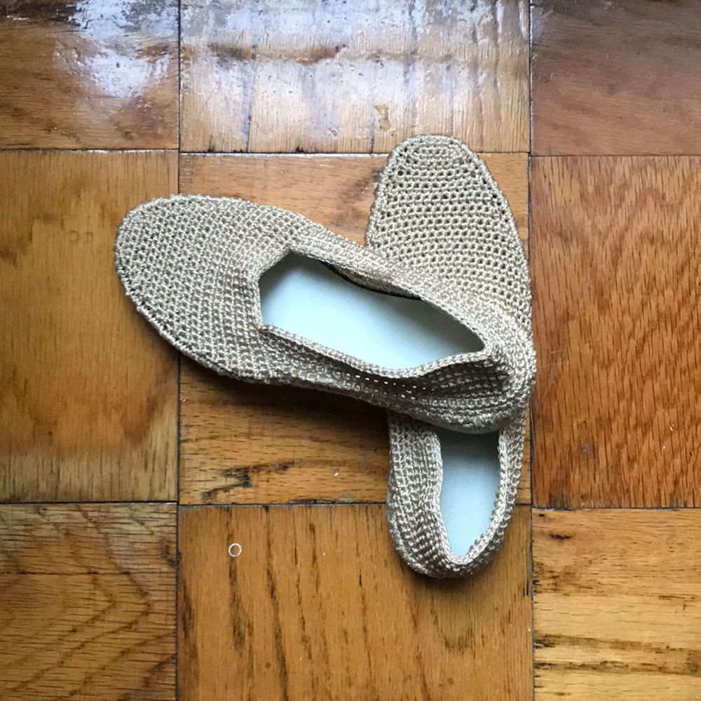 Handmade gold espadrilles